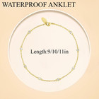 14k Gold Plated Anklet For Women     10in  Cz Stones  Non-tarnish Box Chain