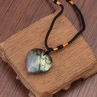 Natural Labradorite Stone Love Heart Pendant Quartz Crystal Necklace Healing Us