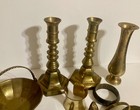 Vintage Junk Drawer Lot Brass-  Candlestick Vase Basket Jewelry