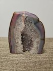 Large Polished Agate Geode Half Quartz Crystal Center Brazil 
