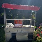 Vending Cart With Red Canopy  Portable Outdoor Food Stand For Events And Markets