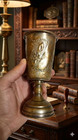 Rare Antique Hand-engraved Brass Chalice  Ornate Vintage Metal Goblet  Fine Art