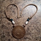 Beautiful Boho Aztec Style Rope Necklace  Measures 24  2 5  Medallion 