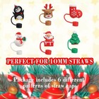 6 Pcs Christmas Straw Covers Cap Toppers Compatible With 30 40 Oz