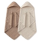 Hooded Baby Bath Towels 2 Pack - 100  Organic Cotton Muslin  Soft   Absorbent