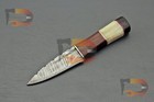 Celtic Scottish- Damascus Dirk Sgian Dubh Knife With Pure Leather Sheath