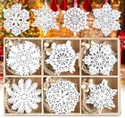Housm 30pcs Wooden Snowflakes Ornaments  White Snowflake Rustic Snowflake-30pcs