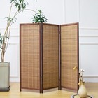 3 Panel Bamboo Room Divider Folding Screen Double Sided Privacy Screen Brown