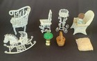 Lot White Metal Doll House Furniture Rocking Horse Chairs Plant Holder Lamp