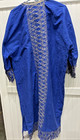 Vintage West African Kaftan Royal Blue Embroidered Hippie Boho Morocco Mumu