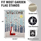 Welcome Winter Fox Cardinal Home Decorative House Flag  Red Birds White Birch   