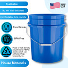 5 Gallon Food Grade Bpa Free Blue Buckets With Black Lids Pails 90mil pack Of 3 