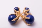 Eagle Claw Lab Created Lapis Lazuli 925 Silver Cufflink 18k Yellow Gold Plated