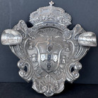 Antique Royal Portuguese Coat Of Arms 1910 Coin Repousse 833 Silver Ring Dish