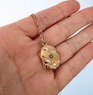 Antique Gold Filled Starburst Locket On Antique Watch Chain     16 5   
