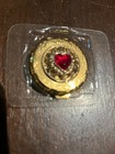 Nwt Vintage Stratton Gold Pill Box-red Crystal Heart On Top