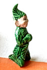 Vintage 1950s Ceramic Green Hat Pixie Elf Fairy Figurine 2 3 4 