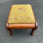 Antique Victorian Solid Mahogany Needlepoint Foot Stool   Ottoman  C  1930s