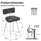 Swivel Counter Height Bar Stools 3 Set 26 Inch Black Leather Kitchen Bar Chair