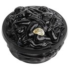 Vintage Art Czech Black Glass Nude Woman Trinket Box With Sticker Rare  read