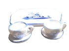 Vintage Porcelain Delft Miniature Tea Cup Set Windmill 5 Pieces Hand Painted