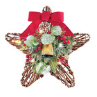Lighted Led Rustic Christmas Star Rattan Wreath Door Wall Hanger Home Decor