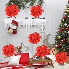 Christmas Artificial Poinsettia Flowers 6pack Silk Red Poinsettia Artificial    