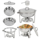 4 Pack Buffet Catering Stainless Steel Chafer Round Chafing Dish 5qt Party Pack