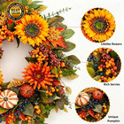 Fall Wreath For Front Door 24 Inch Large Autumn Thanksgiving Hanging Decor   
