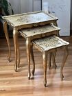 Florentine 3 Nesting Tables Mid Century Gold Hollywood Regency Vintage Italian