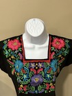 Black Mexican Handmade Embroidered Blouse  -s