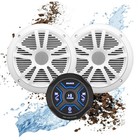 Marine Boat Stereo Sound System Package - Bluetooth  Ipx6 Weatherproof  6 5  Spe