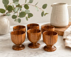 Set Of 6 Vintage Wooden Egg Cups Teak Danish Modern Mid Century Scandinavian