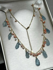 Aquamarine Chain Necklace Natural Coral Sterling Silver 925