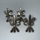 Vintage Set Of 4 Silver Tone Napkin Rings Fork Spoon   Knife Metal Rustic Art