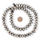 Ethiopian Silver Saucer Beads 14mm African White Metal 24 Inch Strand Handmade