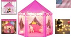 Princess Play Tent With Magical Star Lights - Safe Hexagon Playhouse For Girls