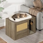Cat Litter Box Enclosure With Scratching Pad Side End Table Pet House Furniture