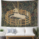 Tapestry Artwork Wall Hanging Medieval Vintage Hunting Unicorn Captivity 60x80 I