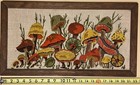 Vintage Mushroom Crewel Yarn Embroidery Framed 70s Hippie Boho Wall Art Handmade