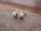 Native American Sterling Silver 3 16  Round Turquoise Stud Earrings By White