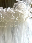 Vintage Bridal Veil  Ivory 1960s Wedding Tulle Full W Blusher Ribbon Headpiece