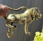 Old Vintage Brass Lion Shape Rare Padlock With Long Key