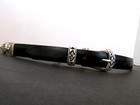 Vintage 90s Brighton Black Leather Ornate Belt Sz 34 Unisex Silver Buckle