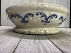 Vintage Chinese Style Plant Pot Plate Tray Pottery 8  Diameter Blue 2 5  Tall