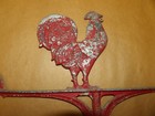 Vintage Red Rooster Cast Metal Weathervane Top Rustic Old Farmhouse Garden Decor