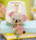 Adorable Koala Bear Rhinestone Gold Key Chain Purse Backpack Charm Keychain