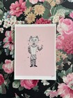 Pink   Grey Stylized Cartoon Original Doodle Indie Art Print Licensed Signed