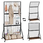Foldable Grid Wall Panels - 6x3 Ft Movable Display Rack For Retail   Events