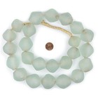 Super Jumbo Clear Aqua Bicone Recycled Glass Beads 35mm Ghana African Sea Glass